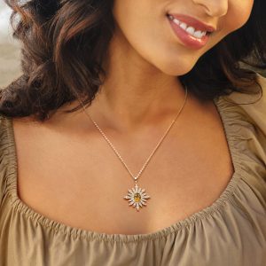 1.85 Carat Citrine and .87 ct. t.w. White Topaz Starburst Pendant Necklace in 18kt Gold Over Sterling. 18"