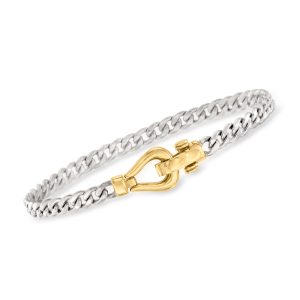 Sterling Silver Curb-Link Bracelet with 18kt Gold Over Sterling