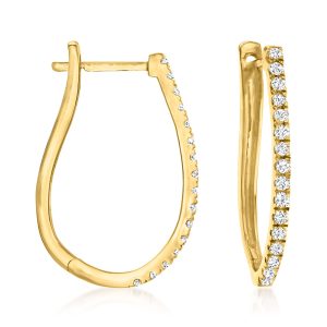 .25 ct. t.w. Diamond Hoop Earrings in 18kt Gold Over Sterling. 3/4"
