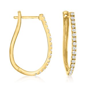 .25 ct. t.w. Diamond Hoop Earrings in 18kt Gold Over Sterling. 3/4"