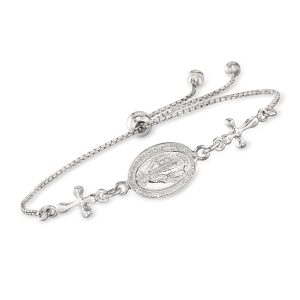 Italian Sterling Silver Miraculous Medal Bolo Bracelet