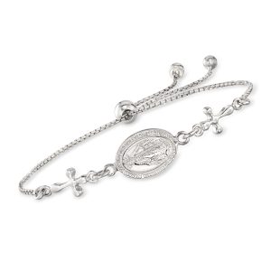 Italian Sterling Silver Miraculous Medal Bolo Bracelet