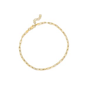 Italian 18kt Gold Over Sterling Paper Clip Link Anklet. 9"
