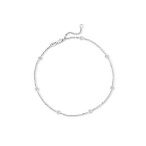 .20 ct. t.w. Bezel-Set Diamond Anklet in 14kt White Gold. 9"