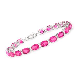 19.00 ct. t.w. Pink Topaz Tennis Bracelet in Sterling Silver