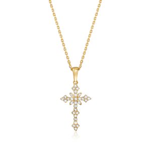 .25 ct. t.w. Diamond Cross Pendant Necklace in 18kt Gold Over Sterling