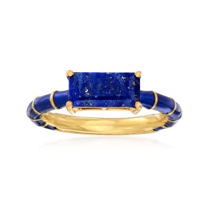 Lapis and Dark Blue Enamel Ring in 18kt Gold Over Sterling