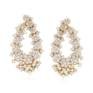 4.55 ct. t.w. Diamond Floral Drop Earrings in 14kt Yellow Gold
