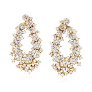 4.55 ct. t.w. Diamond Floral Drop Earrings in 14kt Yellow Gold