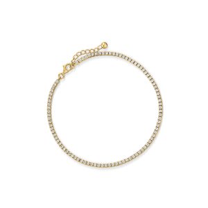2.70 ct. t.w. CZ Tennis Anklet in 18kt Gold Over Sterling. 9"