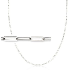 2-In-1 Italian Sterling Silver Paper Clip Link Necklace and Eyeglass Chain. 30"