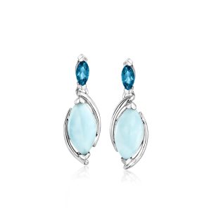 Larimar and .40 ct. t.w. London Blue Topaz Drop Earrings in Sterling Silver