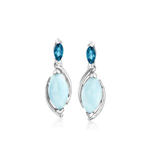Larimar and .40 ct. t.w. London Blue Topaz Drop Earrings in Sterling Silver