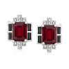 3.70 ct. t.w. Garnet and .40 ct. t.w. Black Spinel Earrings with .10 ct. t.w. White Topaz in Sterling Silver