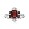 1.80 Carat Garnet and .20 ct. t.w. Black Spinel Ring with .10 ct. t.w. White Topaz in Sterling Silver
