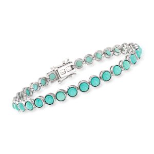 Turquoise Tennis Bracelet in Sterling Silver