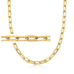 Italian 18kt Yellow Gold Paper Clip Link Necklace