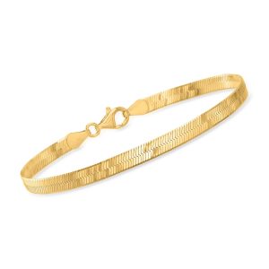 Italian 4mm 18kt Gold Over Sterling Herringbone Bracelet