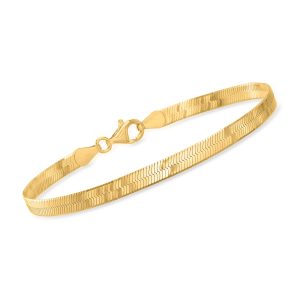 Italian 4mm 18kt Gold Over Sterling Herringbone Bracelet