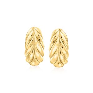 Italian 18kt Gold Over Sterling Leaf Earrings
