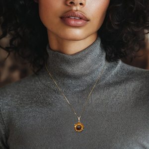 1.70 ct. t.w. Citrine and .80 ct. t.w. Smoky Quartz and .10 ct. t.w. White Topaz Sunflower Pendant Necklace in 18kt Gold Over Sterling. 18"