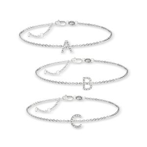 Diamond Initial Bracelet in Sterling Silver