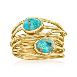 Turquoise Highway Ring in 18kt Gold Over Sterling