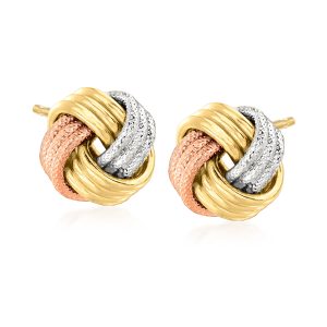 Italian 14kt Tri-Colored Gold Love Knot Earrings