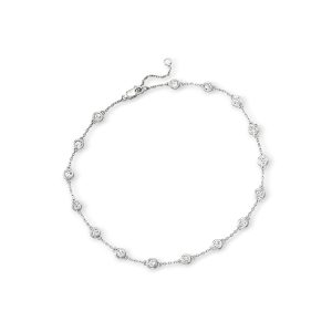 1.25 ct. t.w. Diamond Station Anklet in Sterling Silver. 9"