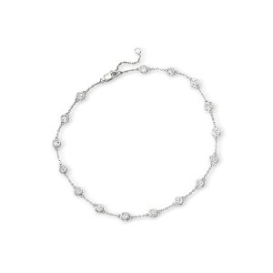 1.25 ct. t.w. Diamond Station Anklet in Sterling Silver. 9"