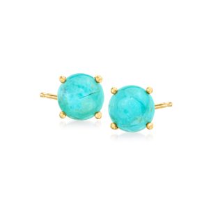 Turquoise Stud Earrings in 18kt Gold Over Sterling