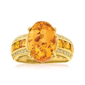 Amber and .50 ct. t.w. Citrine Ring with White Topaz in 18kt Gold Over Sterling