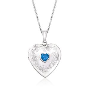 .50 Carat Birthstone Heart Locket Necklace in Sterling Silver