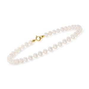 4-4.5mm Cultured Pearl Bracelet with 14kt Yellow Gold