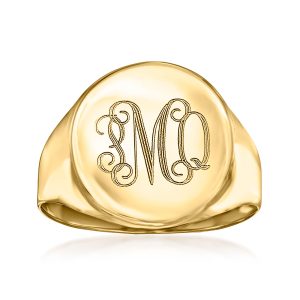 Italian 14kt Yellow Gold Personalized Circle Signet Ring