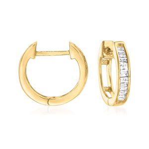 .10 ct. t.w. Diamond Huggie Hoop Earrings in 18kt Gold Over Sterling. 3/8"