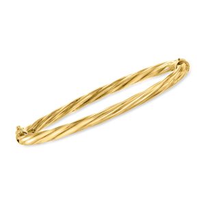 Italian 4mm 18kt Gold Over Sterling Twisted Bangle Bracelet