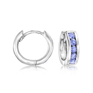 .60 ct. t.w. Tanzanite Huggie Hoop Earrings in Sterling Silver. 1/2"