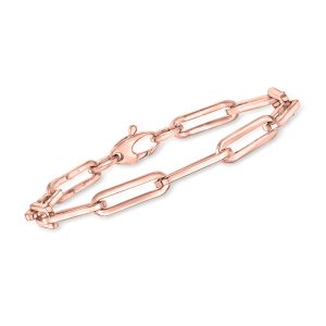 Italian 14kt Rose Gold Paper Clip Link Bracelet. 7.5"