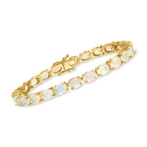 12.00 ct. t.w. Ethiopian Opal Tennis Bracelet in 18kt Gold Over Sterling