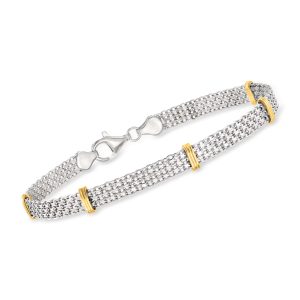 Sterling Silver and 14kt Yellow Gold Bismark-Link Bracelet