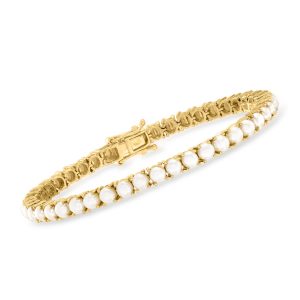 4mm Cultured Pearl Tennis Bracelet in 18kt Gold Over Sterling