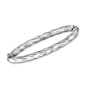 Italian 6mm Sterling Silver Twisted Bangle Bracelet