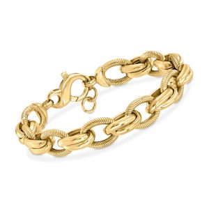 Italian 18kt Gold Over Sterling Textured and Polished Multi-Link Bracelet