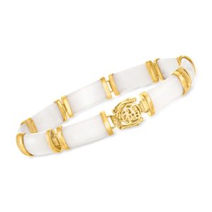 White Agate "Good Fortune" Bracelet in 18kt Gold Over Sterling