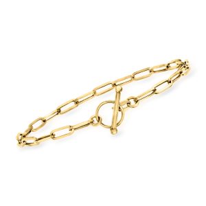 14kt Yellow Gold Paper Clip Link Toggle Bracelet
