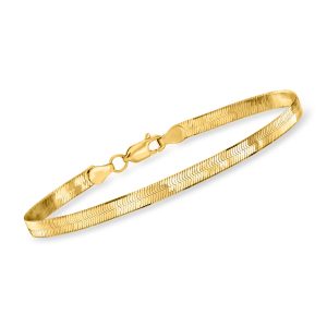 4mm 14kt Yellow Gold Herringbone Bracelet