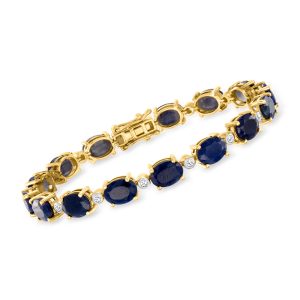 20.00 ct. t.w. Sapphire and .45 ct. t.w. Diamond Bracelet in 14kt Yellow Gold