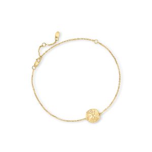 14kt Yellow Gold Sand Dollar Anklet. 9"