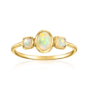 Opal Three-Stone Ring in 14kt Yellow Gold